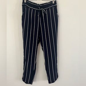 Zara Trf collection dressy jogger pants Size medium. Navy blue and white striped